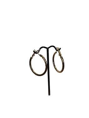 Vintage Estate Gold Plated Etched Textured Hoop Earrings